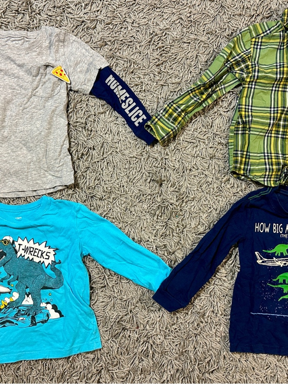 Carter's Kids Long-Sleeve Tees - Blue, Light Blue, Gray, Green